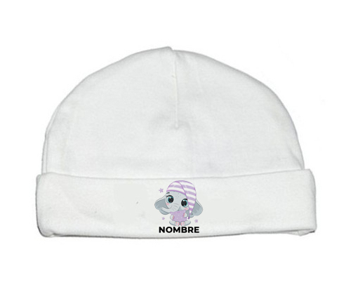 Dulce bebé elefante nocturno con nombre: Gorro para Bebé