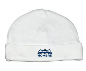 Logotipo azul de Batman con nombre: Gorro para Bebé