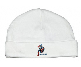 Diseño del Capitán América-1 con nombre: Gorro para Bebé