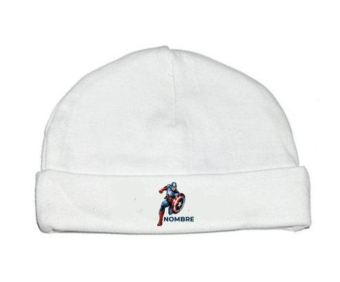 Diseño del Capitán América-1 con nombre: Gorro para Bebé