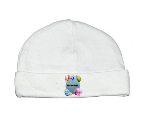 diseño-12 Huevo de Pascua con nombre: Gorro para Bebé