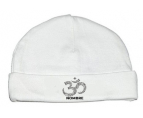 Om aum Sánscrito diseño-2 con nombre: Gorro para Bebé