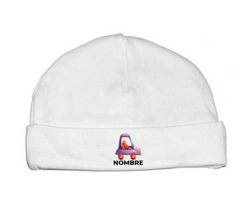 Juguetes de juguetes morados diseño de coche-1 con nombre: Gorro para Bebé
