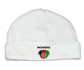 Bandera del efecto cepillo de Afganistán con nombre: Gorro para Bebé
