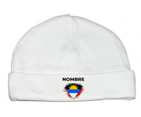 Antigua y Barbuda cepillan bandera con nombre: Gorro para Bebé