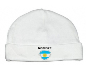 Bandera argentina del efecto pincel con nombre: Gorro para Bebé