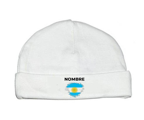 Bandera argentina del efecto pincel con nombre: Gorro para Bebé