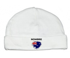 Bandera del efecto pincel de Australia con nombre: Gorro para Bebé