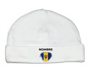 Bandera del efecto pincel de Barbados con nombre: Gorro para Bebé