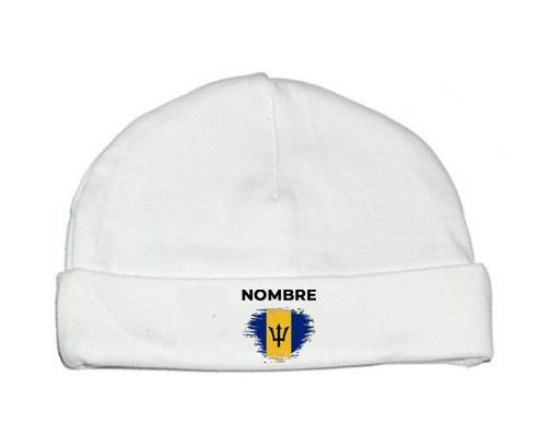 Bandera del efecto pincel de Barbados con nombre: Gorro para Bebé