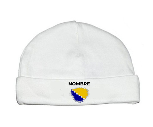Bosnia y Herzegovina cepilla la bandera con su nombre: Gorro para Bebé