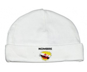 Brunei Darussalam bandera efecto cepillo con nombre: Gorro para Bebé