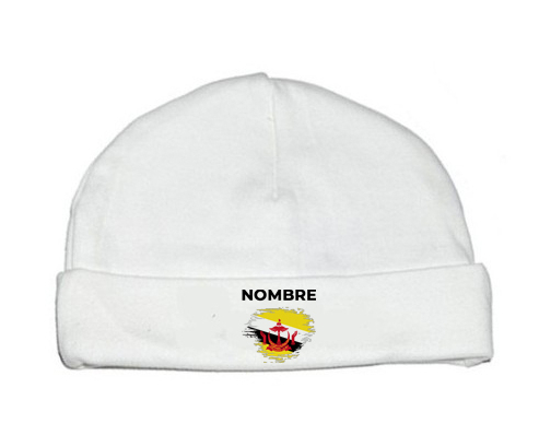 Brunei Darussalam bandera efecto cepillo con nombre: Gorro para Bebé