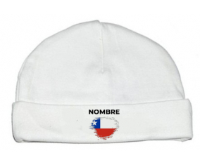Chile cepilla bandera con nombre: Gorro para Bebé