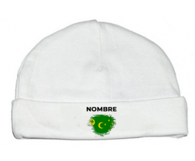 Bandera de efecto de pincel de las Islas Cocos con nombre: Gorro para Bebé