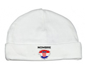 Bandera del efecto pincel de Croacia con nombre: Gorro para Bebé
