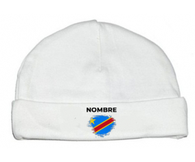 Efecto cepillo de bandera República Democrática del Congo con nombre: Gorro para Bebé