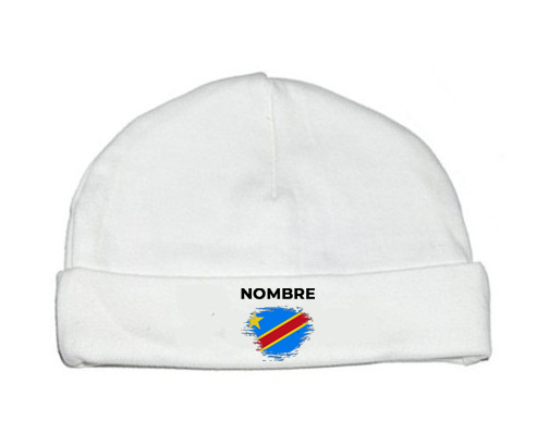 Efecto cepillo de bandera República Democrática del Congo con nombre: Gorro para Bebé