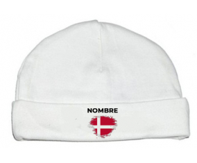 Bandera de efecto pincel dinamarca con nombre: Gorro para Bebé