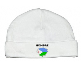Djibouti pincel efecto bandera con nombre: Gorro para Bebé