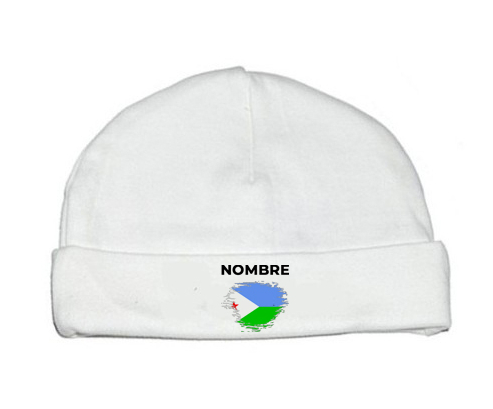 Djibouti pincel efecto bandera con nombre: Gorro para Bebé