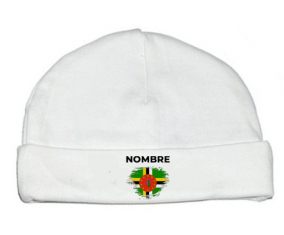 Dominique brush effect flag con nombre: Gorro para Bebé