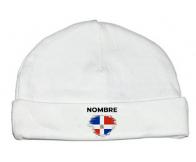 Bandera del efecto pincel de República Dominicana con nombre: Gorro para Bebé