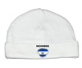 Efecto cepillo de bandera El Salvador con nombre: Gorro para Bebé