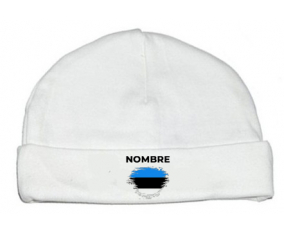 Bandera estonia efecto cepillo con nombre: Gorro para Bebé