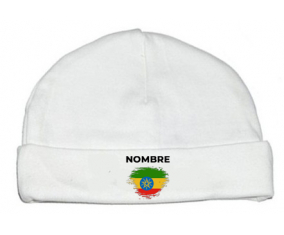 Bandera de efecto pincel etíope con nombre: Gorro para Bebé