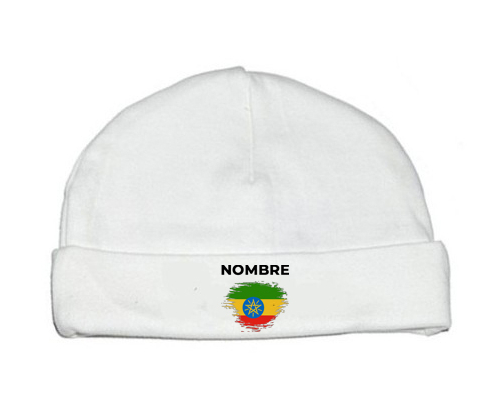 Bandera de efecto pincel etíope con nombre: Gorro para Bebé