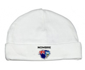 Bandera de efecto de pincel de las Islas Malvinas con nombre: Gorro para Bebé