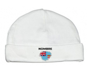 Bandera del efecto pincel de Fiji con nombre: Gorro para Bebé