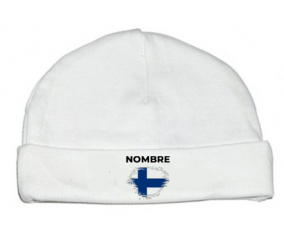 Bandera del efecto cepillo de Finlandia con nombre: Gorro para Bebé