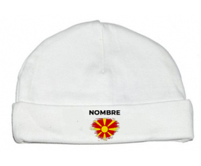 Bandera de cepillo del norte de Macedonia con nombre: Gorro para Bebé