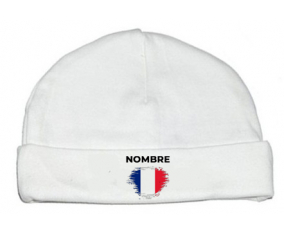 France bandera del efecto pincel con nombre: Gorro para Bebé