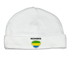 Bandera del efecto pincel gabón con nombre: Gorro para Bebé