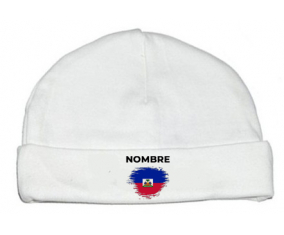 Bandera del efecto pincel de Haití con nombre: Gorro para Bebé