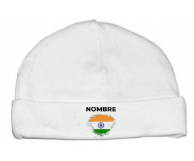 Bandera del efecto pincel de la India con nombre: Gorro para Bebé