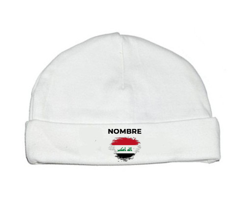 Bandera del efecto cepillo de Irak con nombre: Gorro para Bebé