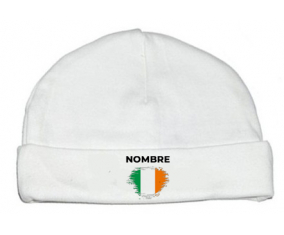 Bandera del efecto pincel de Irlanda con nombre: Gorro para Bebé