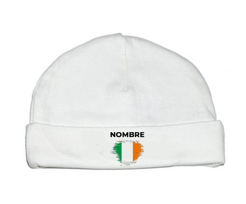 Bandera del efecto pincel de Irlanda con nombre: Gorro para Bebé