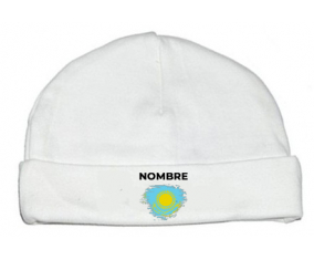 Bandera del efecto cepillo de Kazajistán con nombre: Gorro para Bebé