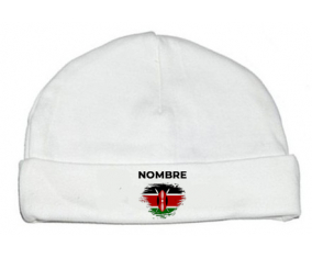 Bandera del efecto cepillo de Kenia con nombre: Gorro para Bebé