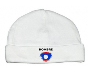 Bandera del efecto pincel Laos con nombre: Gorro para Bebé