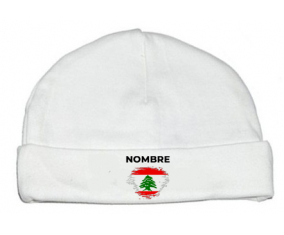 Bandera del efecto pincel del Líbano con nombre: Gorro para Bebé