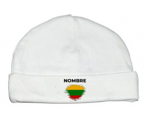 Bandera de efecto pincel lituano con nombre: Gorro para Bebé