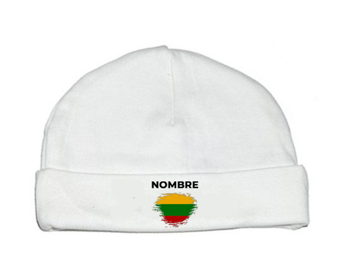 Bandera de efecto pincel lituano con nombre: Gorro para Bebé