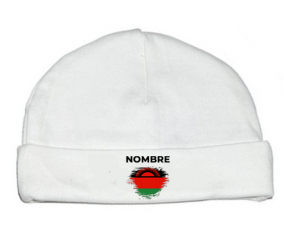 Bandera del efecto pincel de Malawi con nombre: Gorro para Bebé