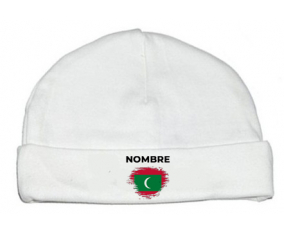 Bandera del efecto pincel maldivas con nombre: Gorro para Bebé